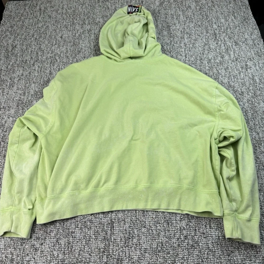 Nike Sportswear Hoodie Womens Large Acid Washed CZ9854-358 Neon Green Pullover